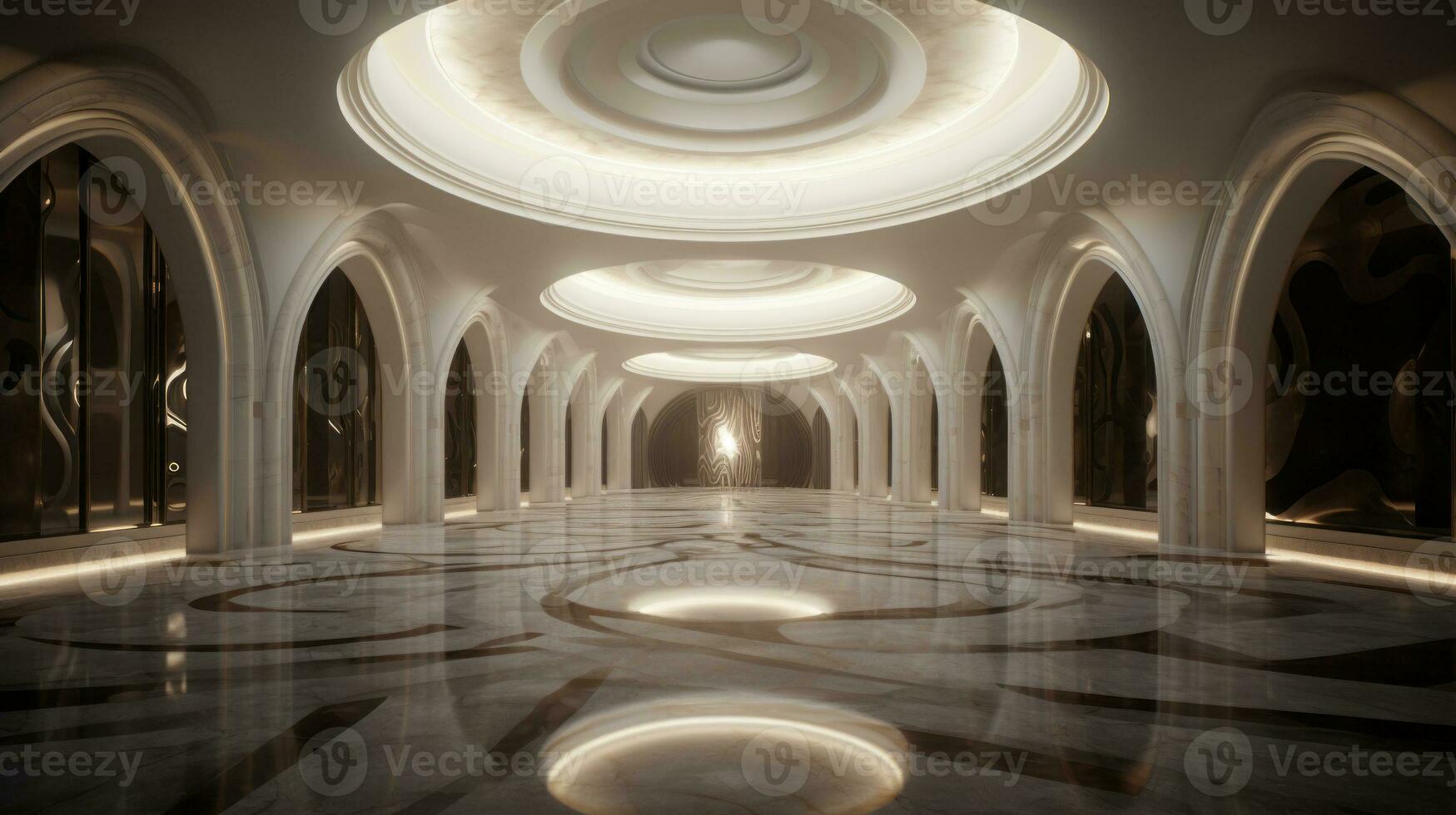 AI generated Empty marble futuristic tunnel. Technology Design. photo