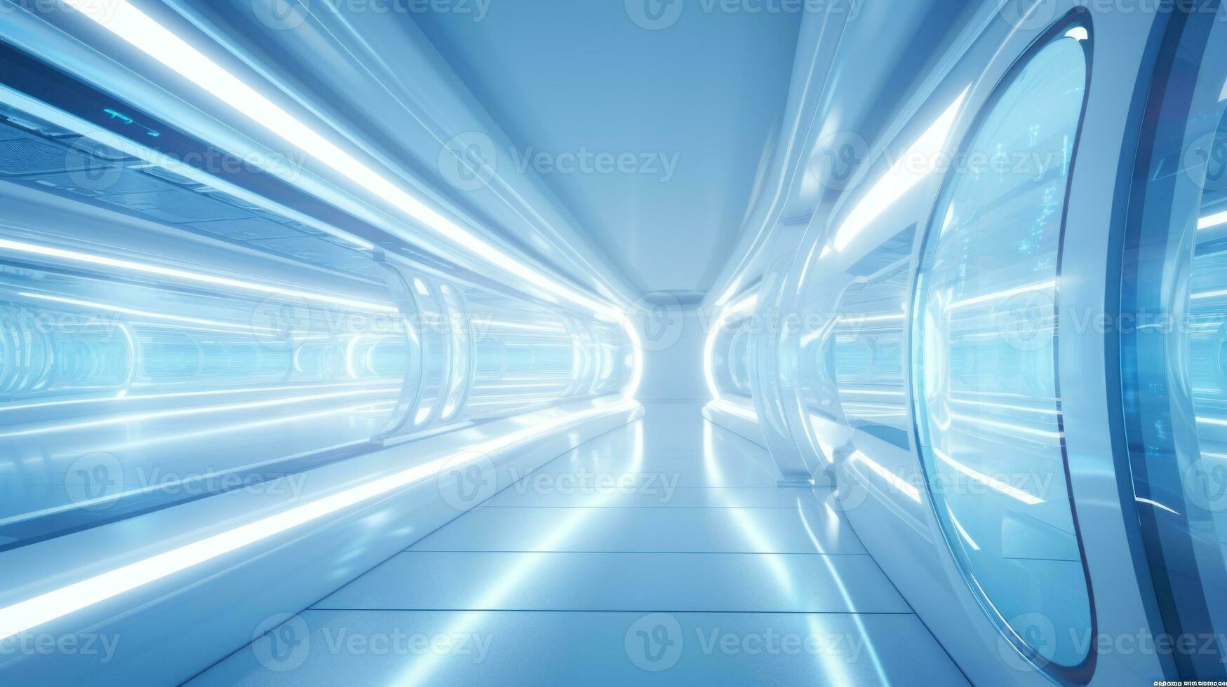 AI generated Empty futuristic tunnel. Technology Design. photo