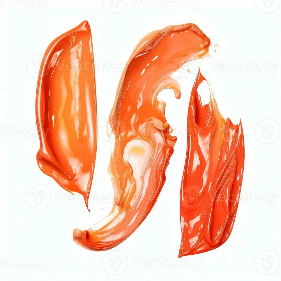 AI generated Honey lipstick smear on white background. Element for beauty cosmetic design. photo