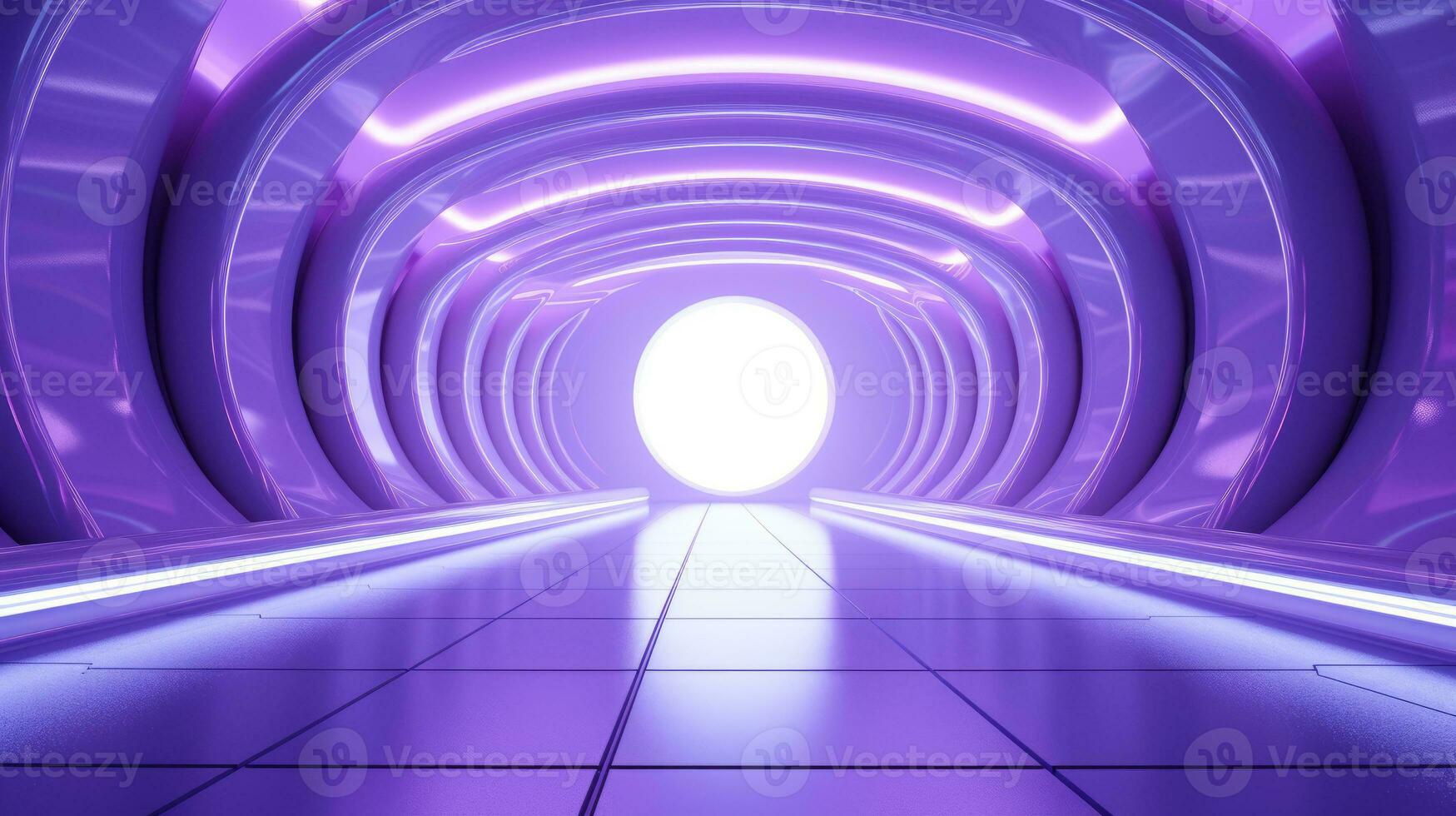 AI generated Empty purple  tunnel. Technology futuristic background. photo
