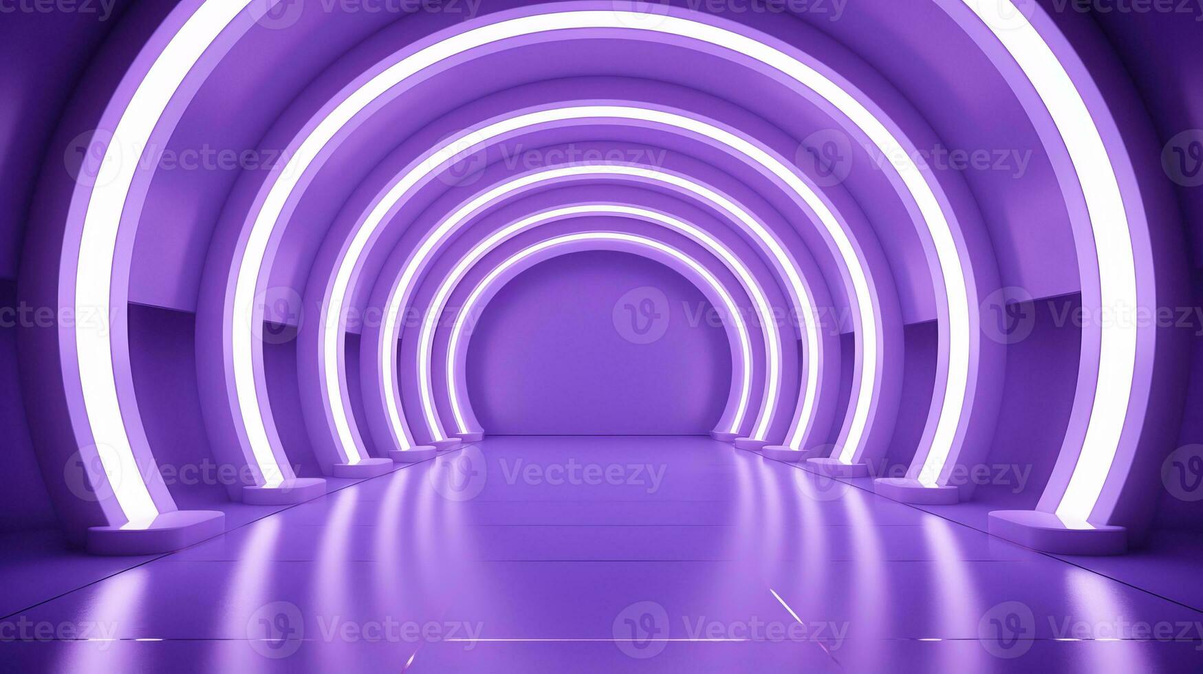 AI generated Empty purple  tunnel. Technology futuristic background. photo