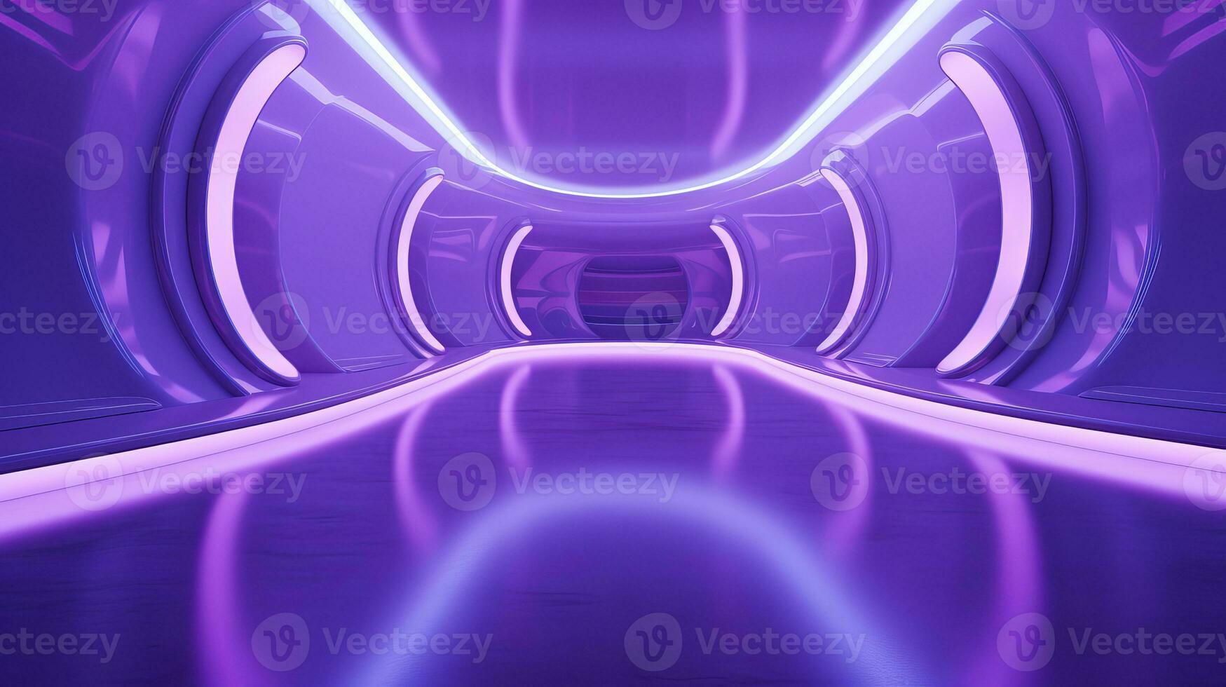 AI generated Empty purple  tunnel. Technology futuristic background. photo