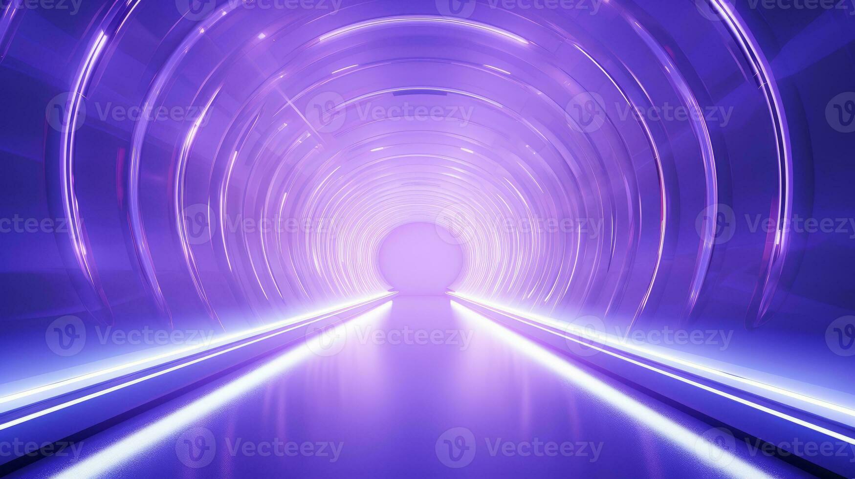 AI generated Empty purple  tunnel. Technology futuristic background. photo