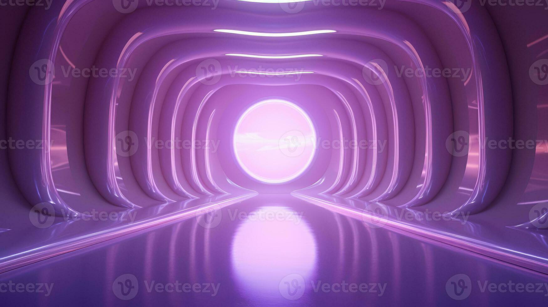 AI generated Empty purple  tunnel. Technology futuristic background. photo