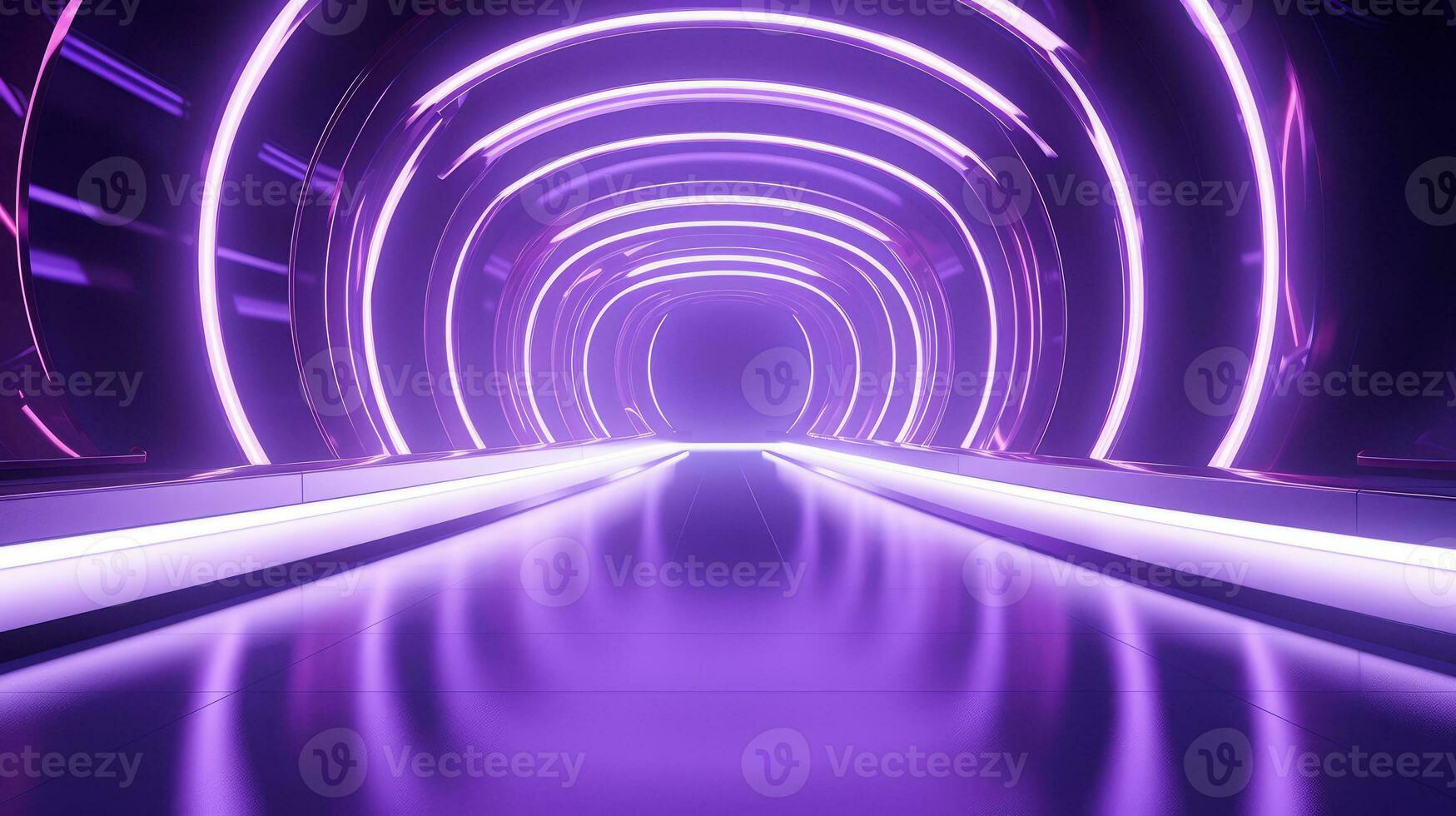 AI generated Empty purple  tunnel. Technology futuristic background. photo