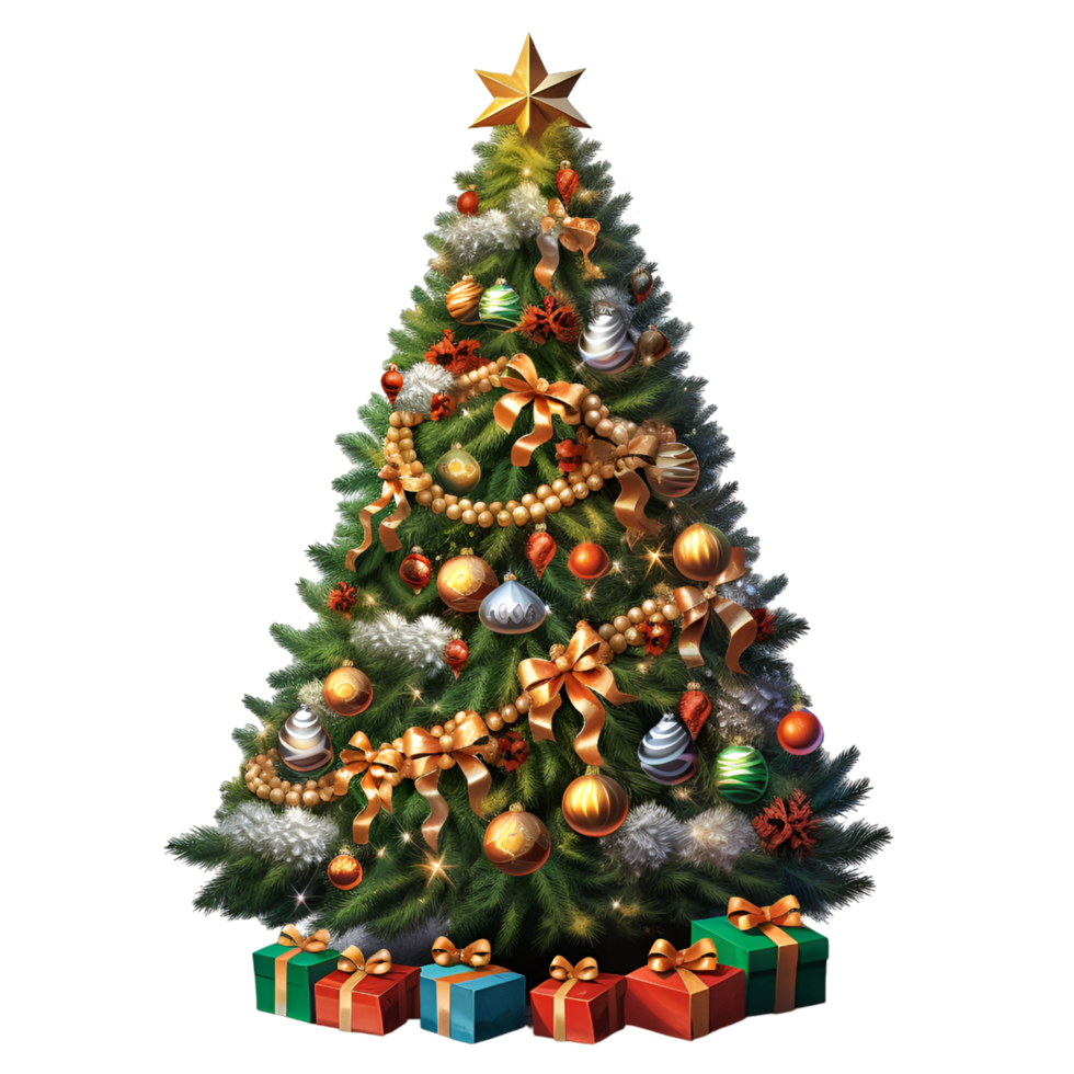 a close up of a christmas tree with ornaments on it AI Generated