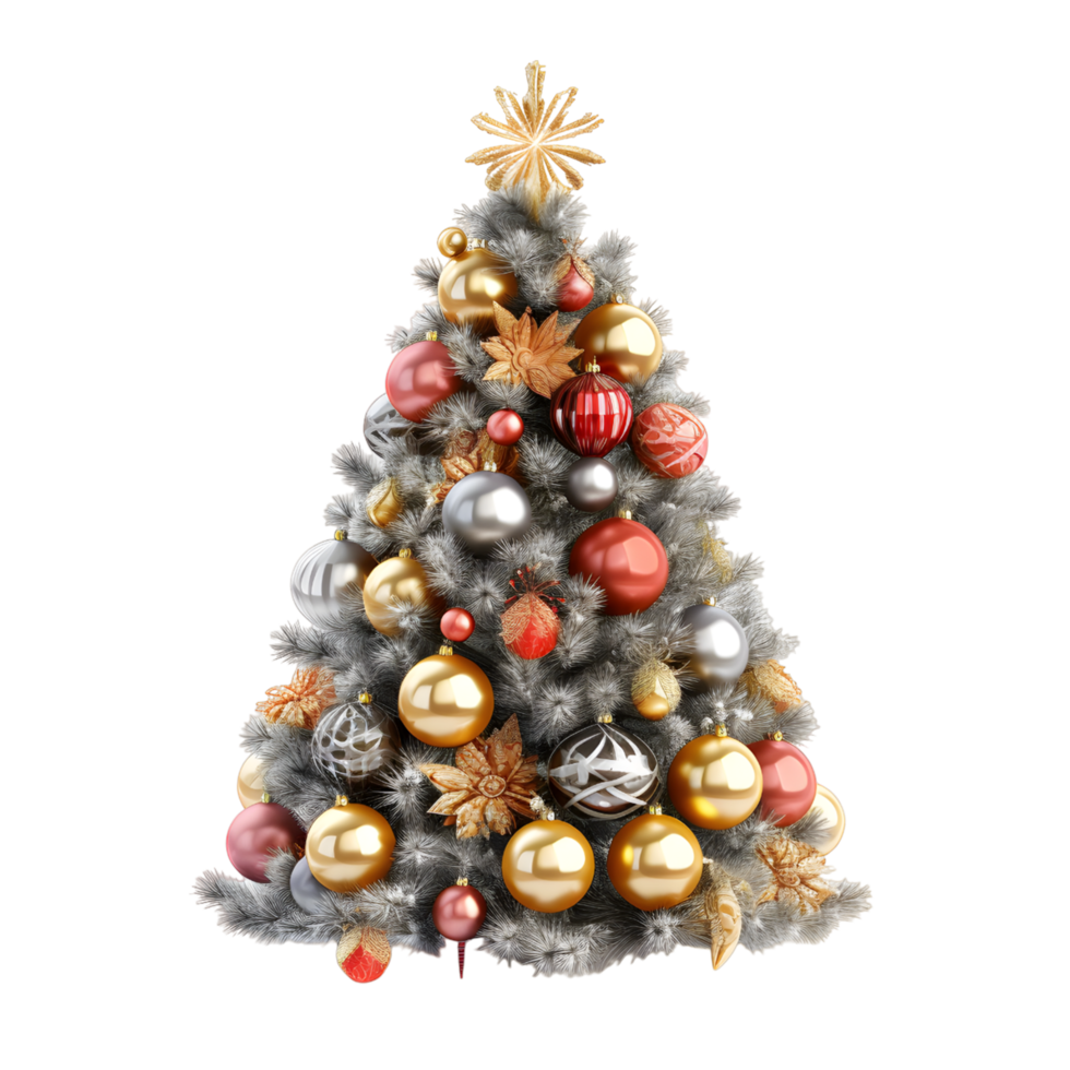 a close up of a christmas tree with ornaments on it AI Generated
