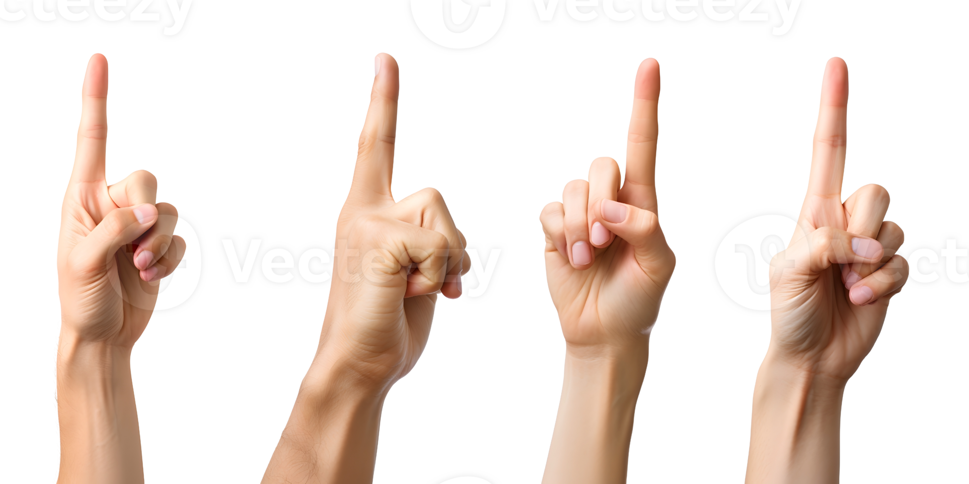 AI generated Man Hand Pointing Upward set, number one pose png