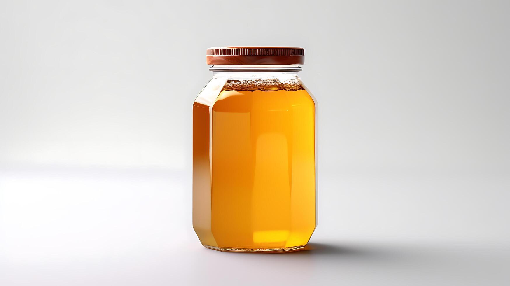 AI generated honey jar on white background photo