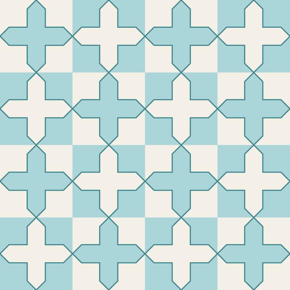 Arabic geometric mosaic printable seamless pattern with abstract Moroccan print in blue and orange colors. Ramadan Kareem Traditional Islamic art Illustration background vector