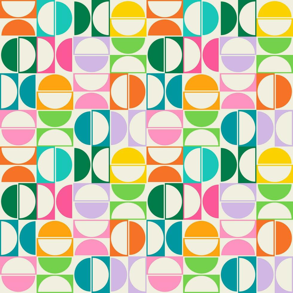 Essential geometric printable seamless pattern with abstract Minimal elegant line form stroke shapes in vibrant colors. Modern simple background in minimalist mid century style vector wall art