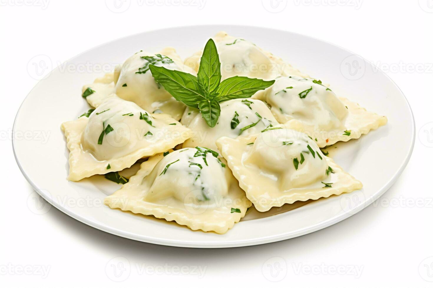 Ravioli on Dish. Delicious Italian Pasta. AI Generative photo