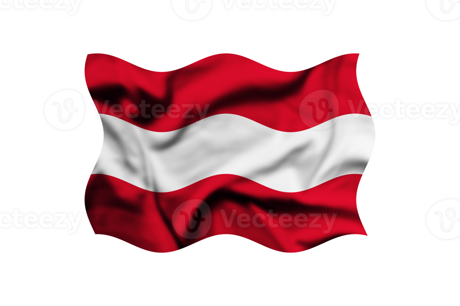 The flag of Austria is waving in the wind on a transparent background. Clipping path included png