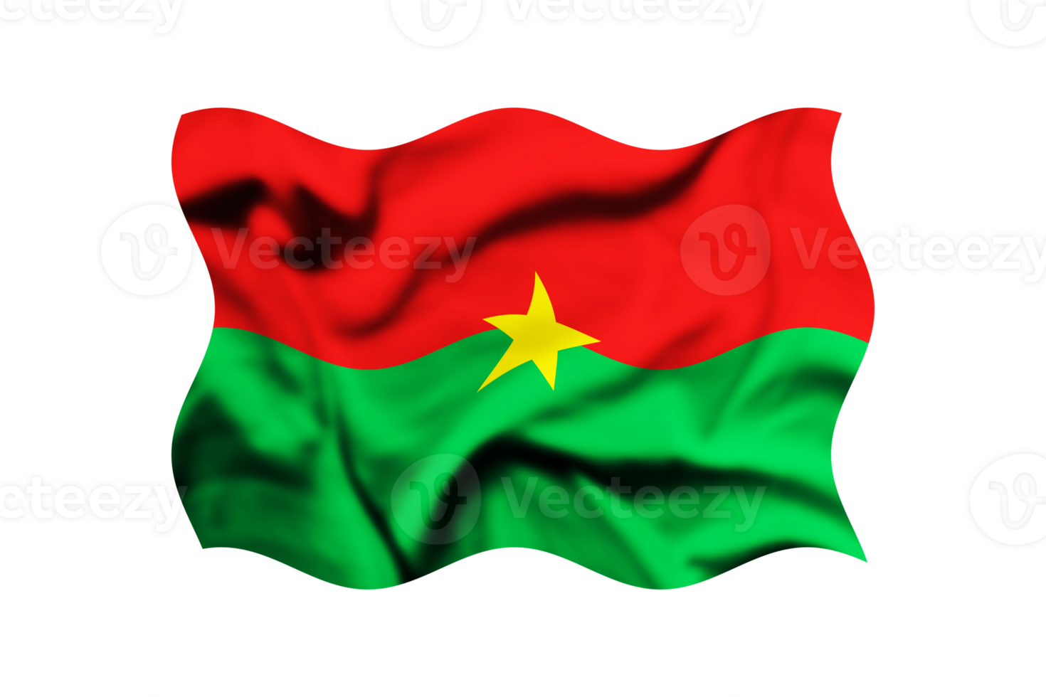 Flag of Burkina Faso waving in the wind on a transparent background, Clipping path included png