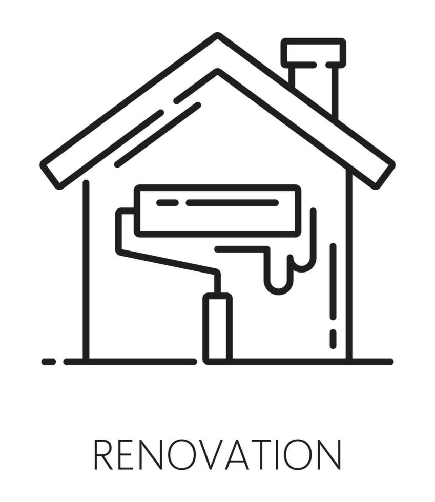 Real estate icon, house renovation line sign vector