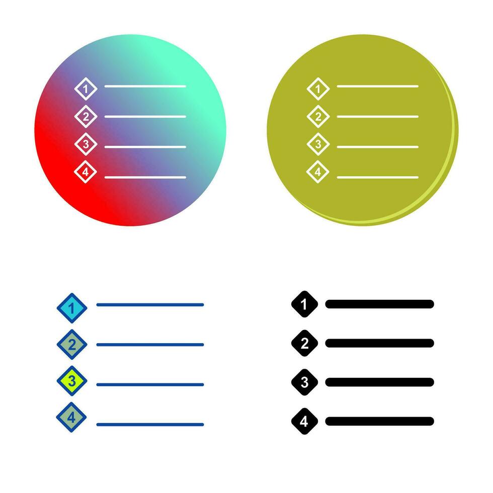 Unique Numbered list Vector Icon