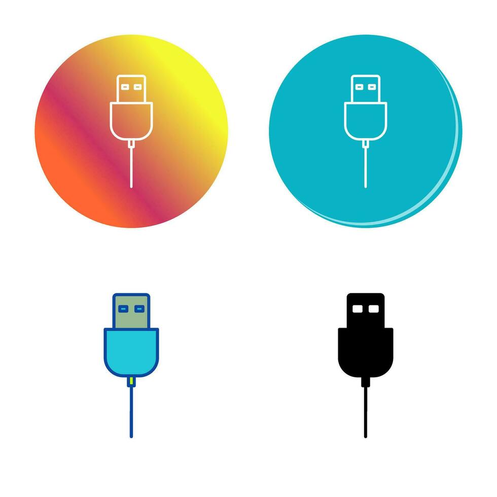 icono de vector de cable usb único