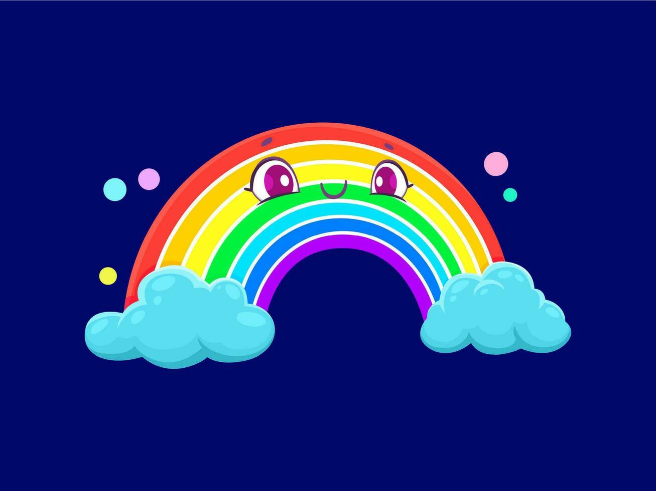 Cartoon cute rainbow weather character, vector