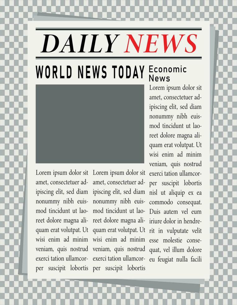 Daily Newspaper pages template, Newspaper headline vector illustration.