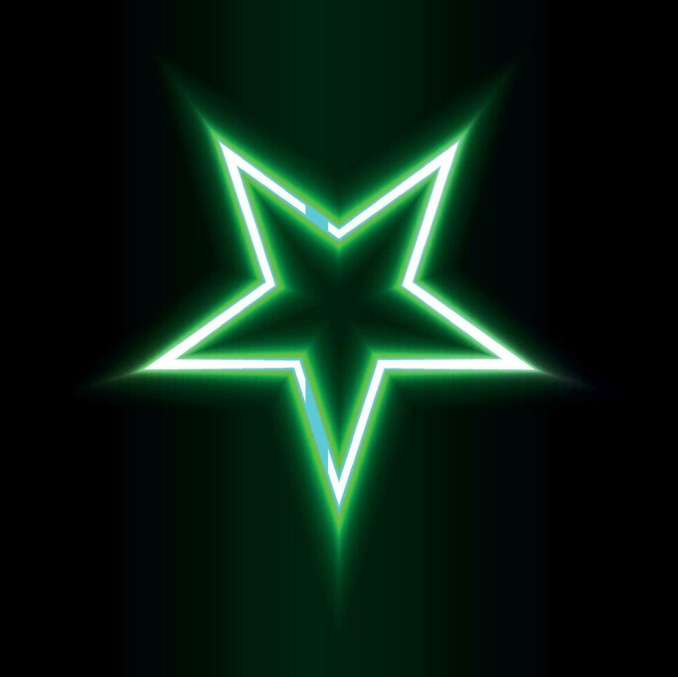 Neon light effect star geometric shape vector illustration.