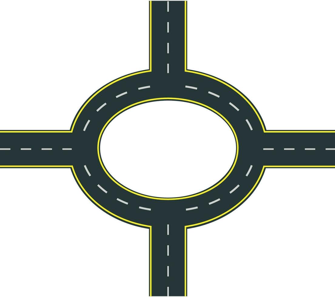 Road circle asphalt road ring highway road marking vector. vector