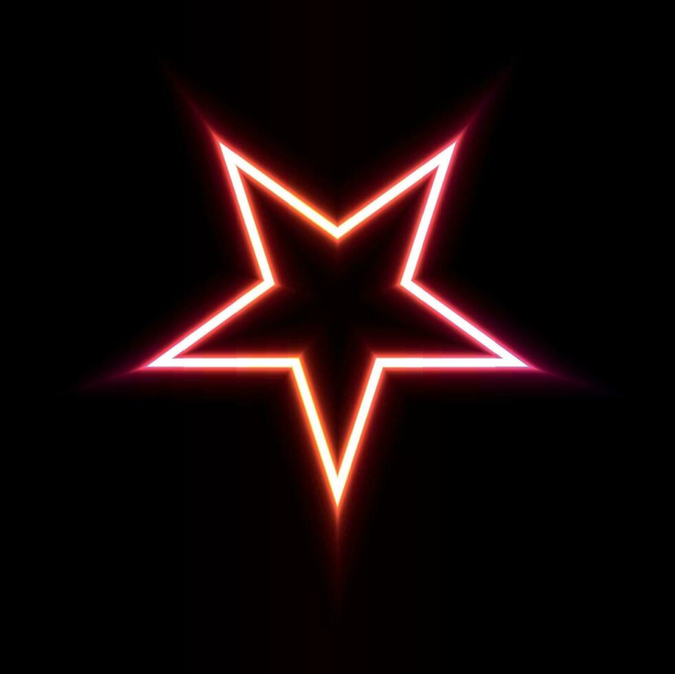 Neon light effect star geometric shape vector illustration.