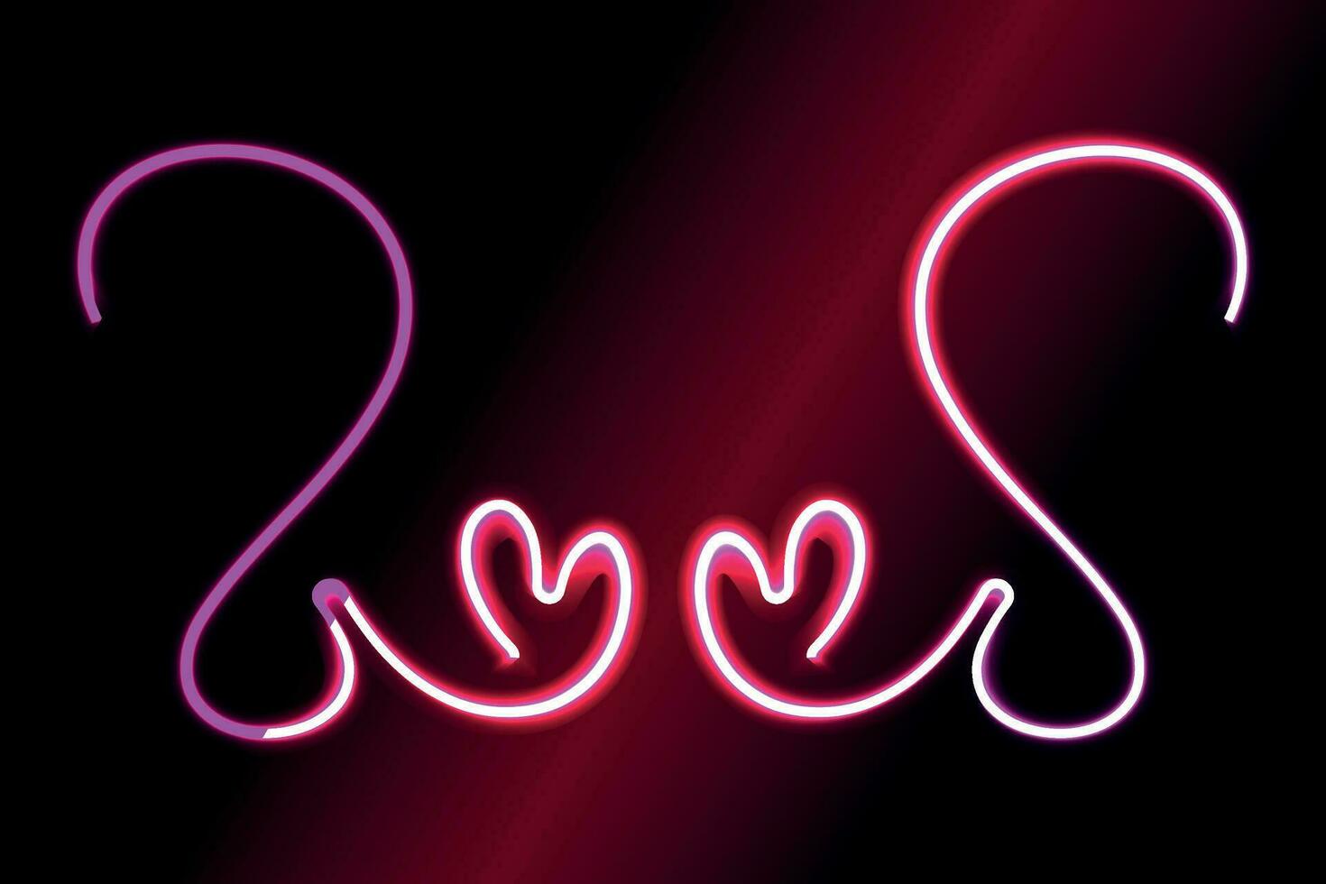 Neon light bright heart, neon heart sign, happy valentines day element design vector illustration.