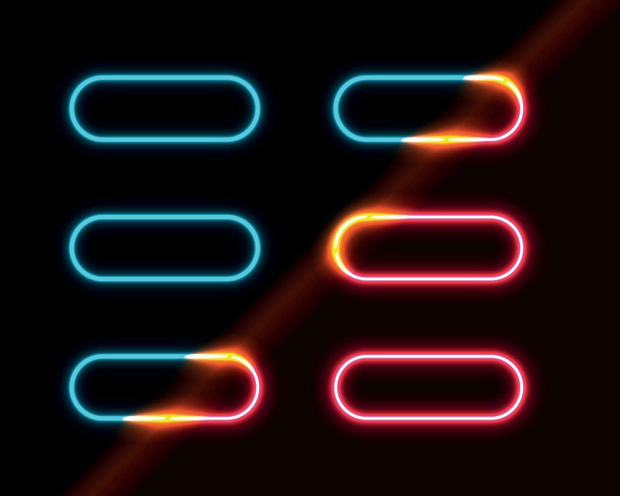 Neon light in the shape geometric rectangle vector illustration.