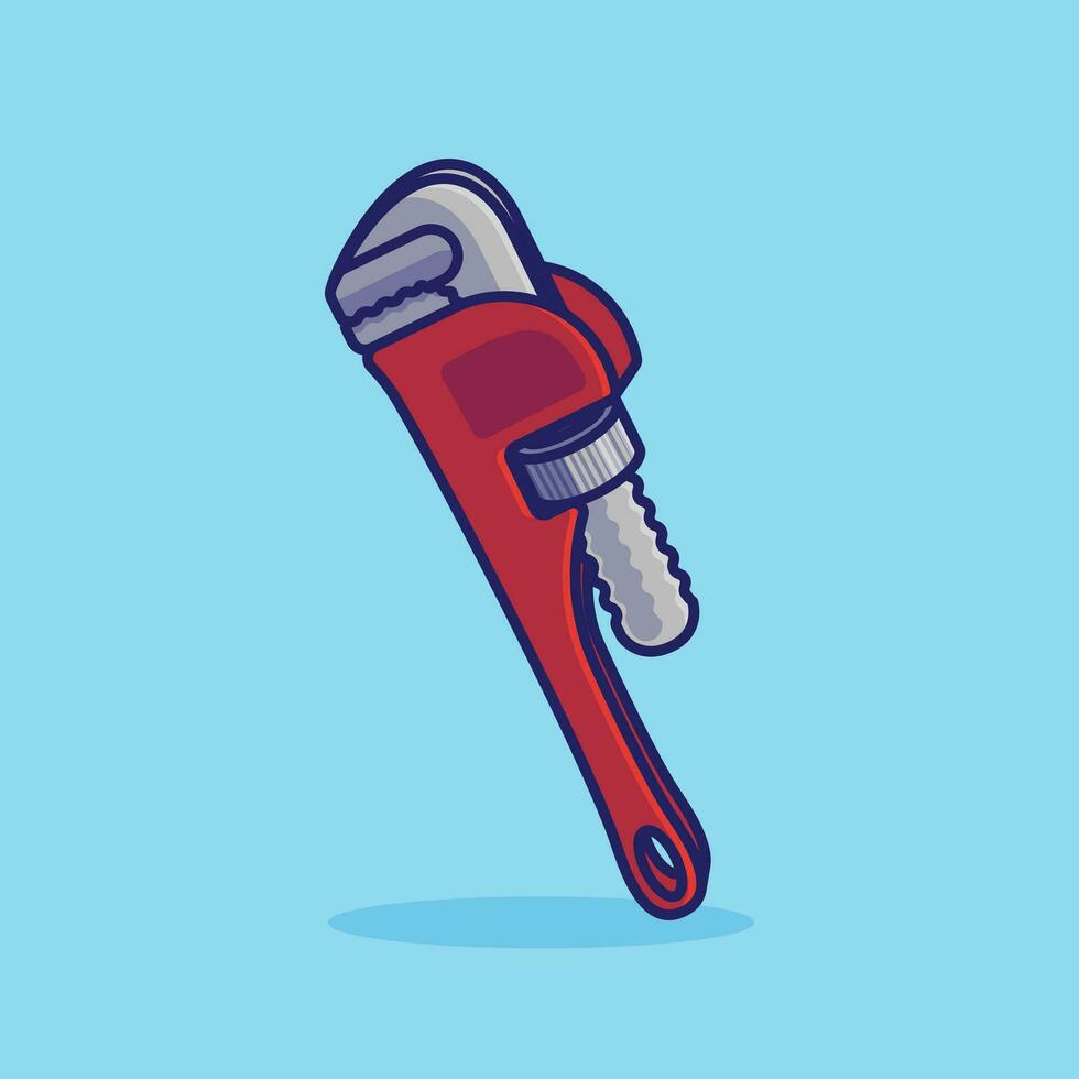 Pipe wrench simple cartoon vector illustration carpentry tools concept icon isolated
