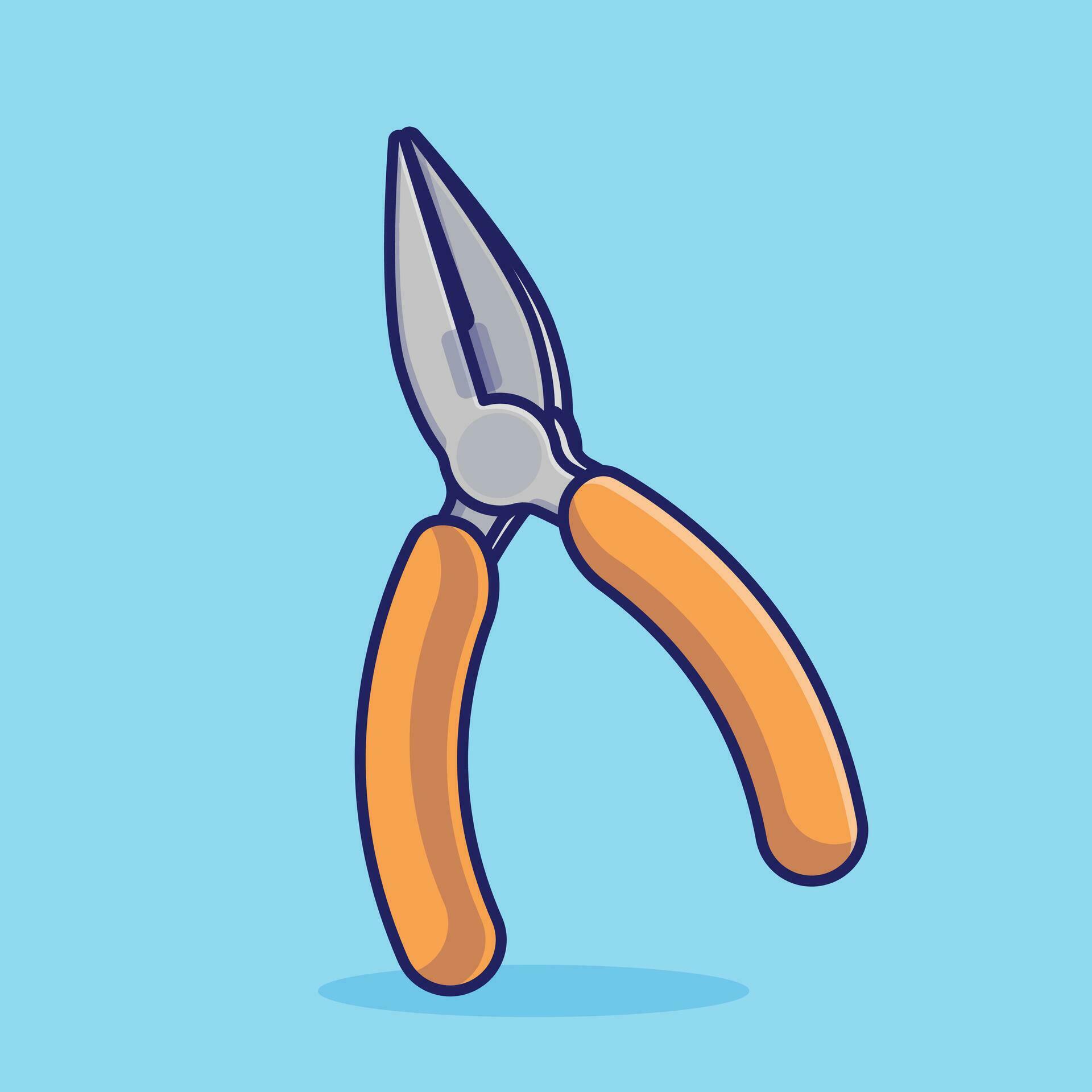 Long nose pliers simple cartoon vector illustration carpentry tools