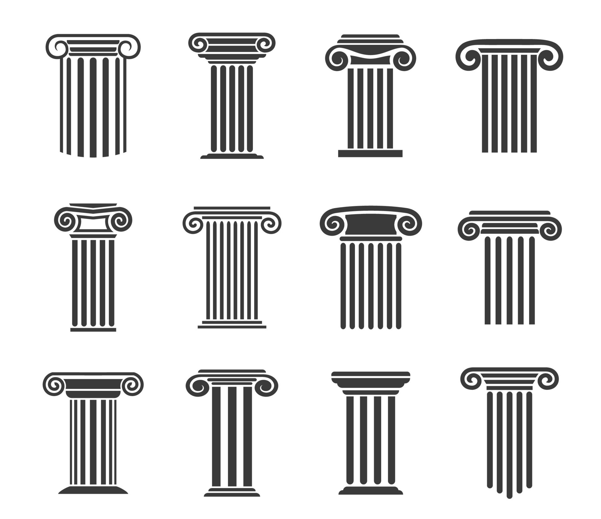 Ancient greek columns and pillars, law office icon 34630335 Vector Art