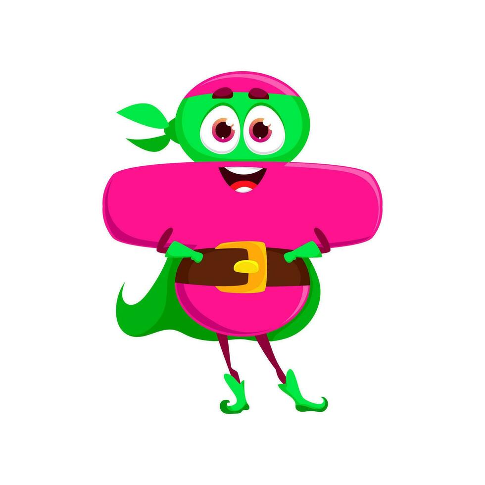 Cartoon math division sign superhero character vector