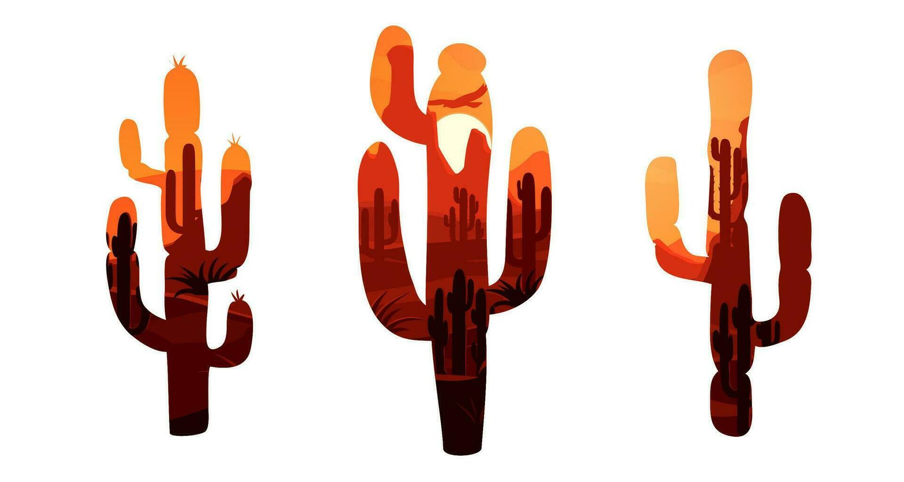 mexicano Desierto paisaje a cactus siluetas vector