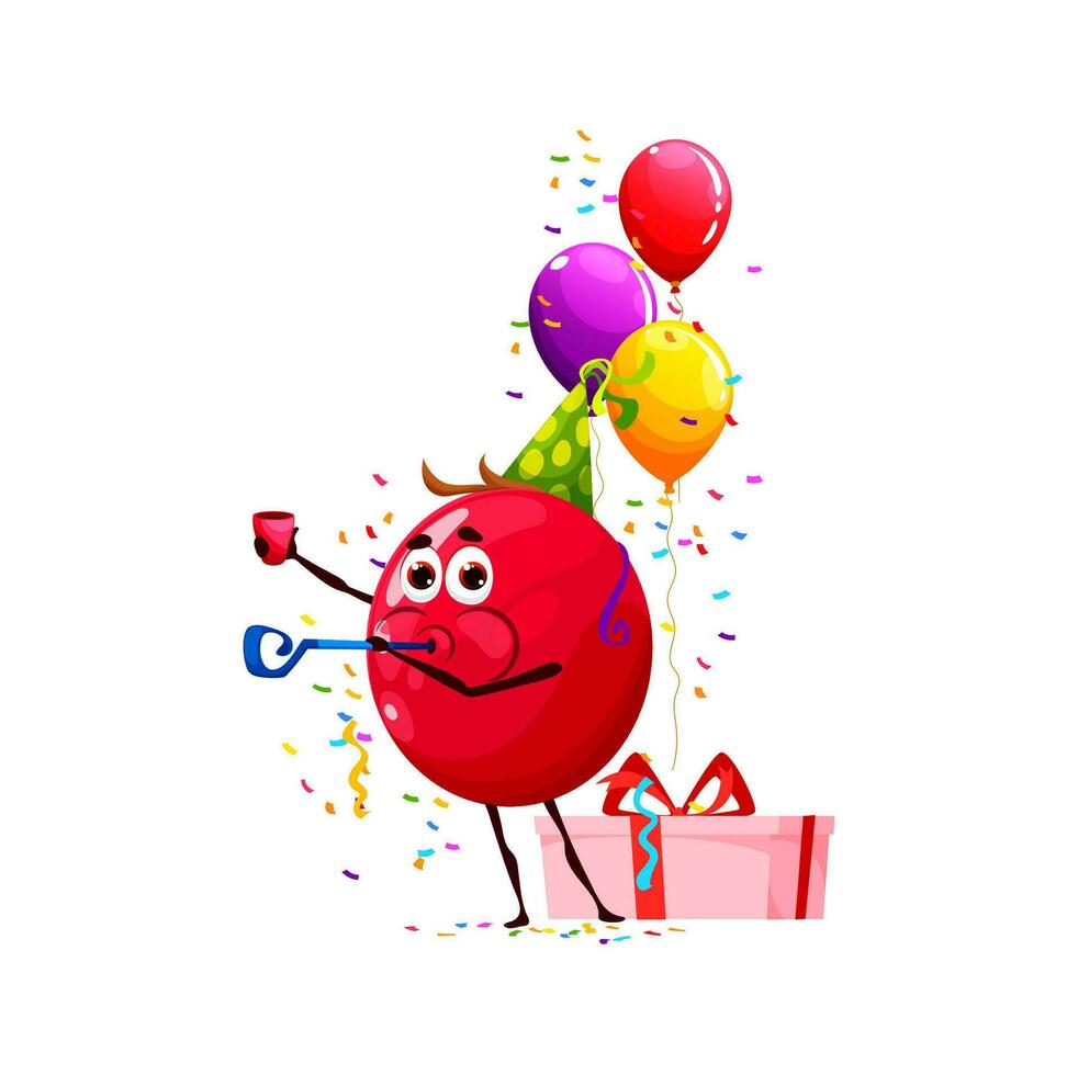 Cartoon lingonberry character, birthday holiday vector