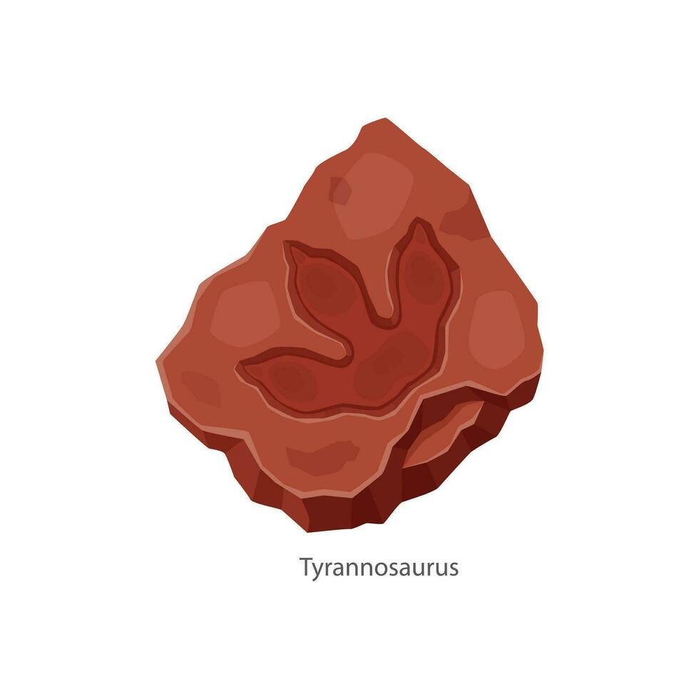 antiguo tiranosaurio dinosaurio huella fósil vector