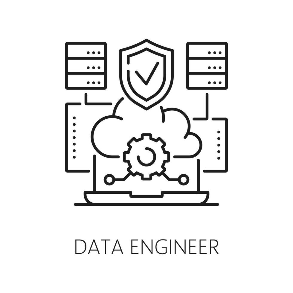 datos ingeniero o eso especialista icono, web Internet vector