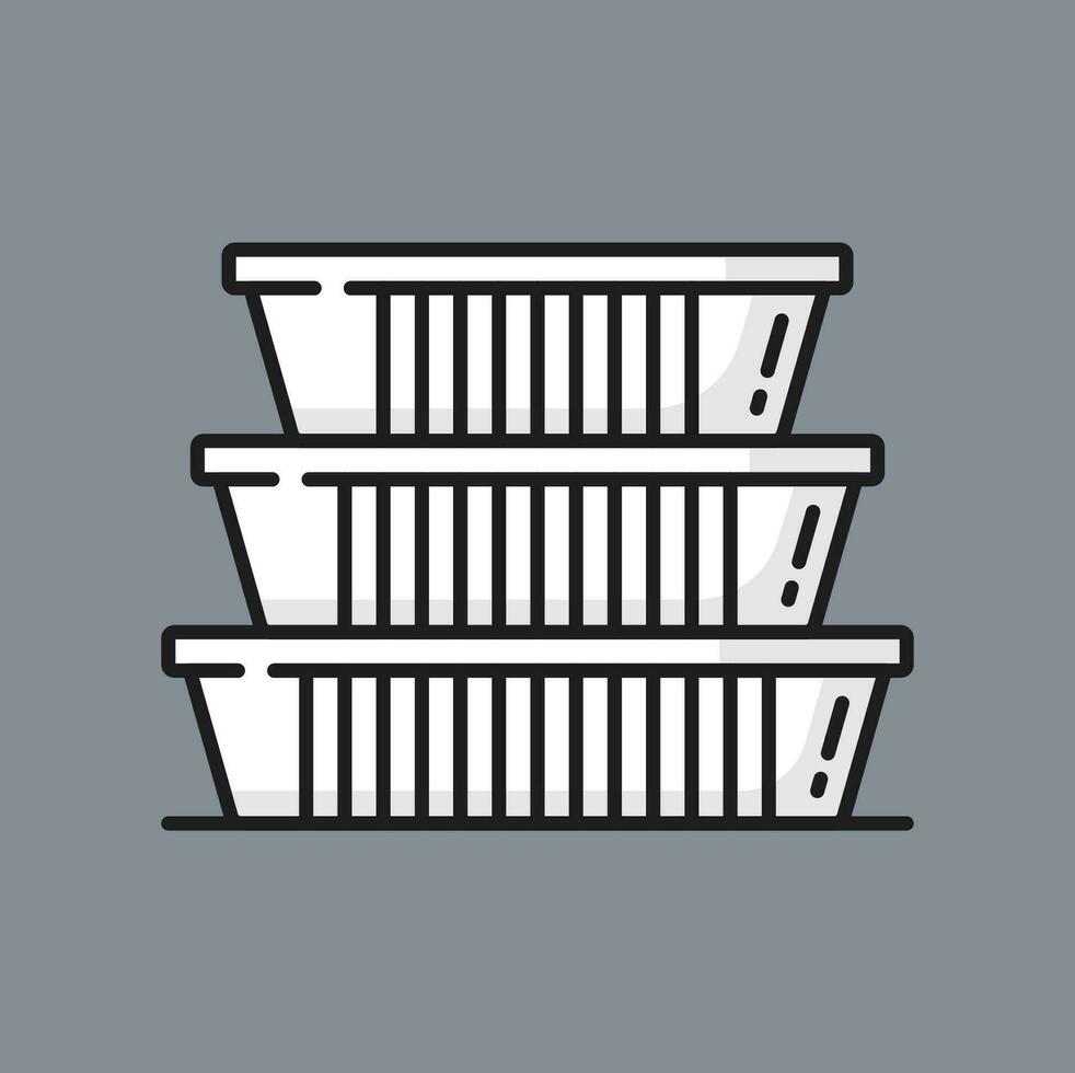 Plastic food containers takeaway boxes packages vector