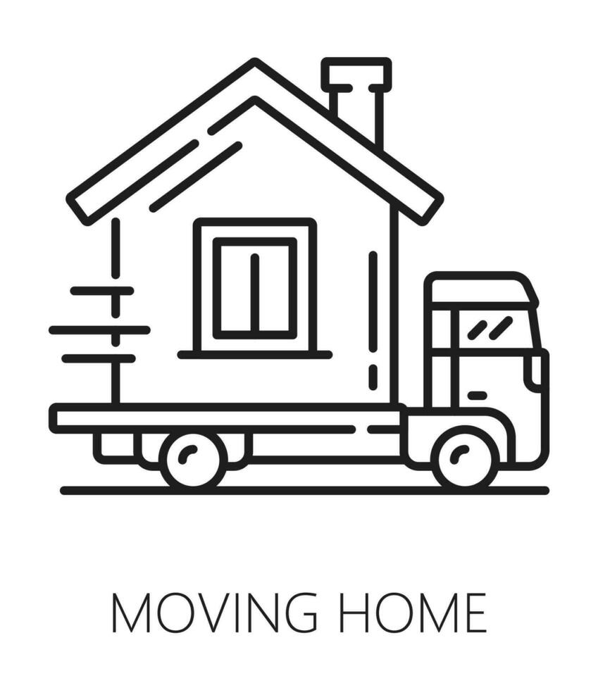 Real estate icon, moving home service line sign vector