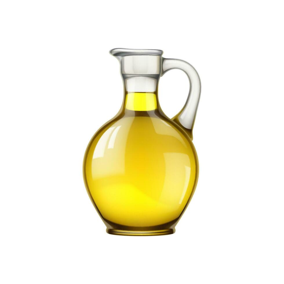 Realistic jar of olive oil, food product mockup vector