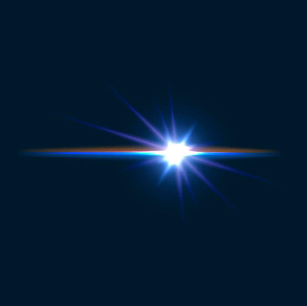 Light flare effect, shine glow glare or star beam vector