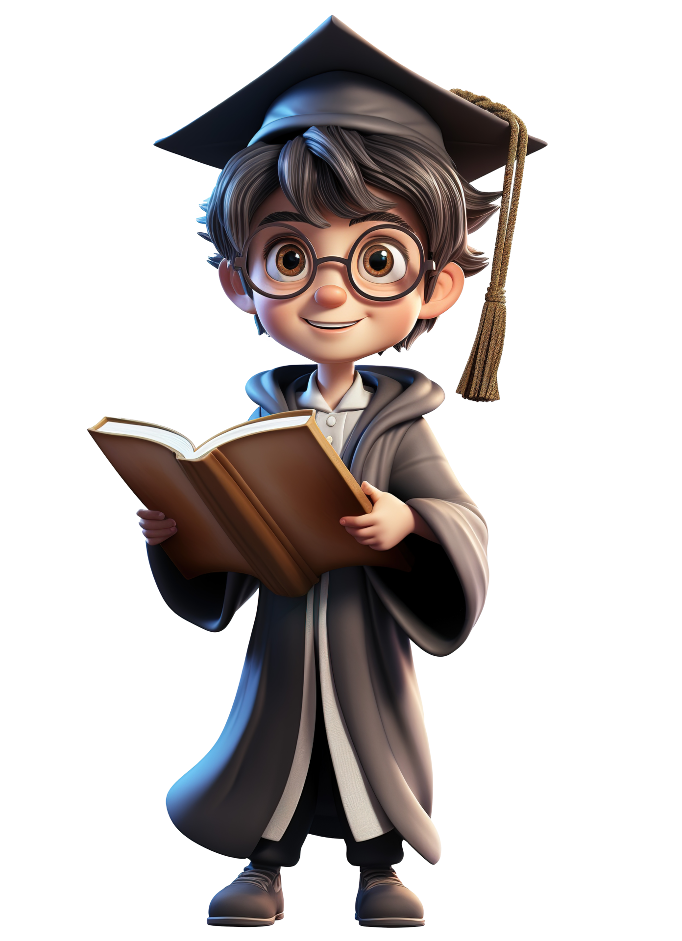3D Boy Is College Graduate In A Graduation Gown And A Cap Realistic 3d-boy-is-college-graduate-in-a-graduation-gown-and-a-cap-realistic