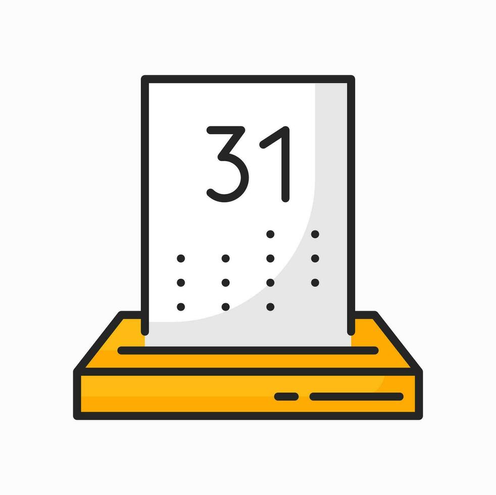 Calendar with 31 date outline icon, color page vector