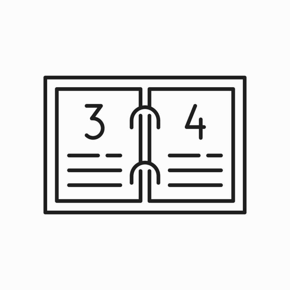 Spiral calendar with dates isolated outline icon vector