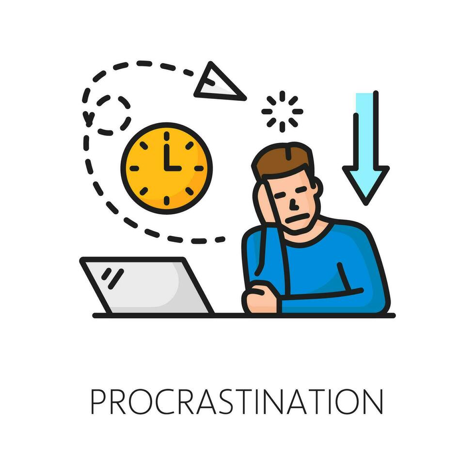 Procrastination psychological disorder problem vector