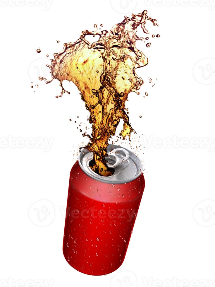 Cola splashing out of a cans, transparent background png