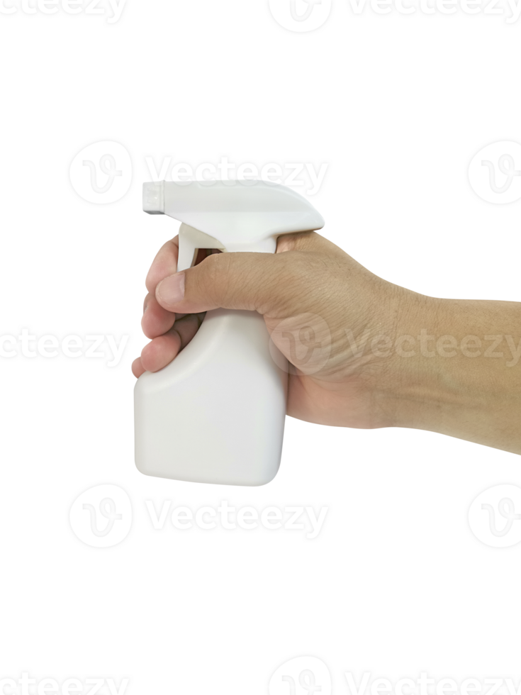 cleaning spray bottle in hand, transparent background png