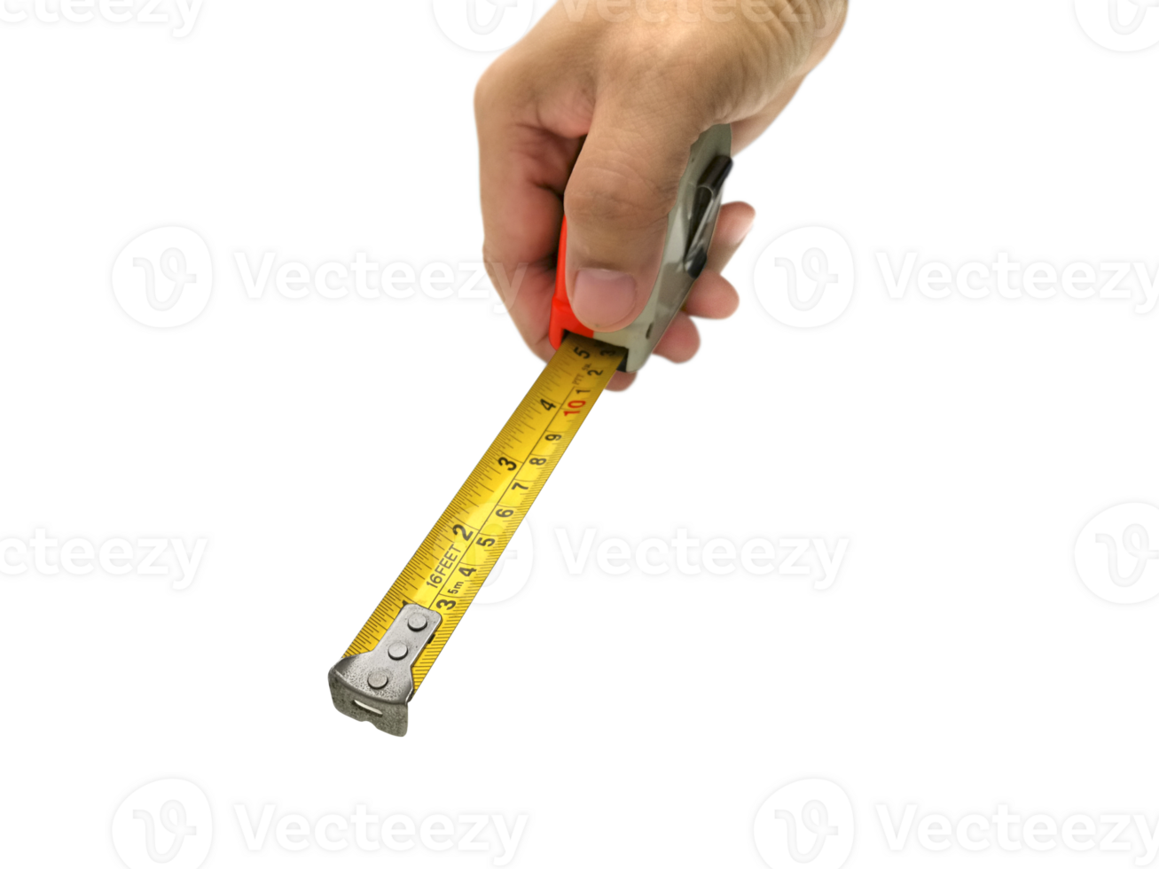 Construction roulette in hands, transparent background png