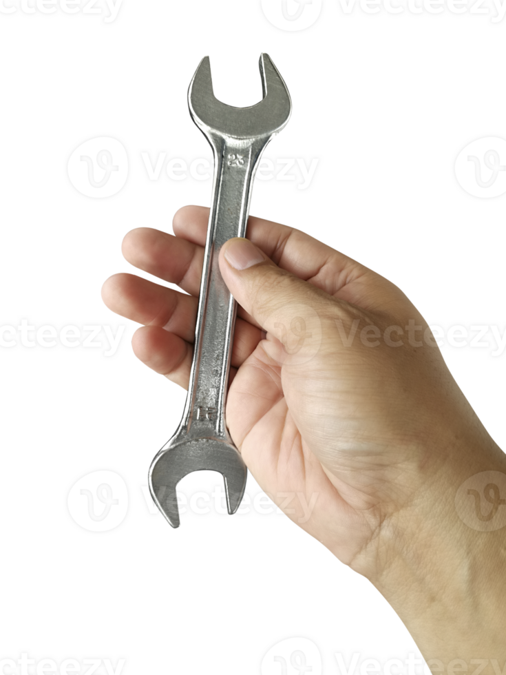 Wrench and hand with, transparent background png