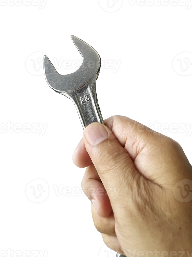 Wrench and hand with, transparent background png
