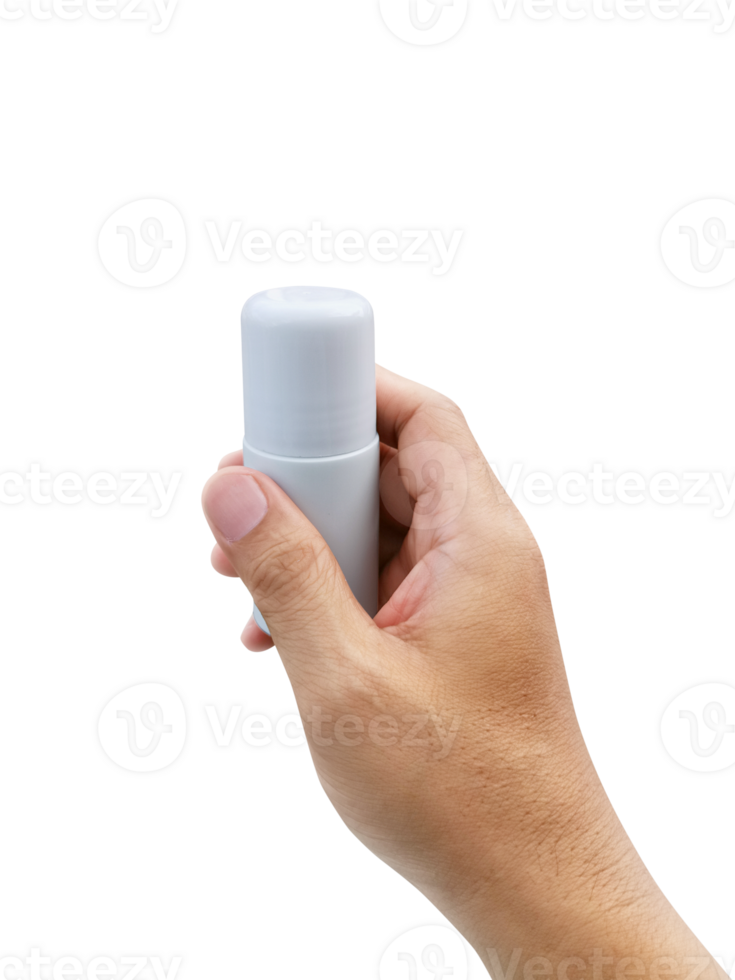 Male hands holding rollon deodorant for armpits, transparent background 34631248 PNG